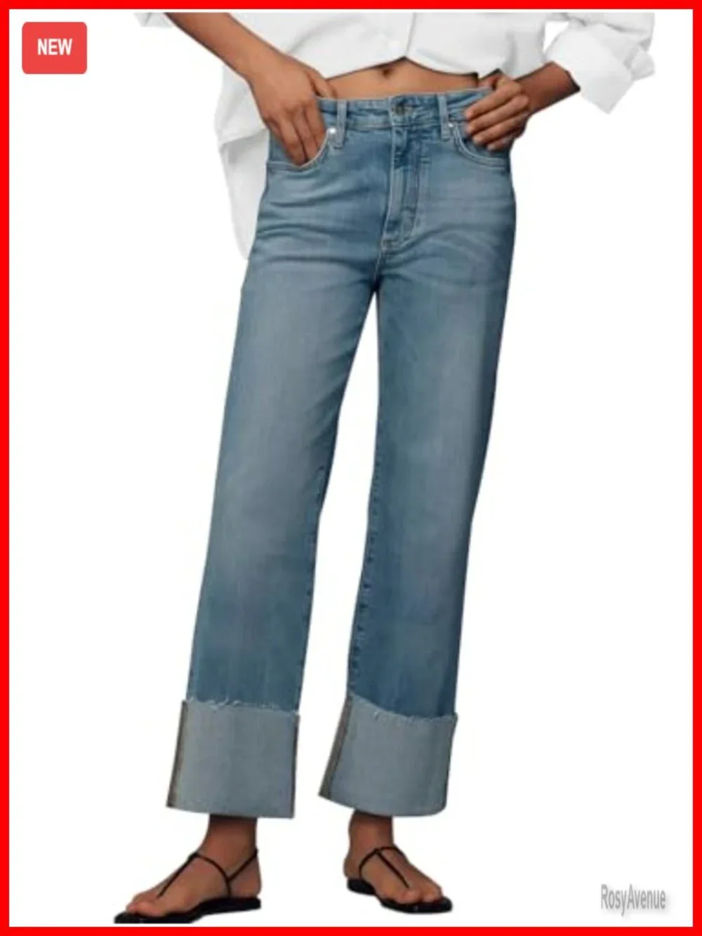 Wide Leg Baggy High Waist Boyfriend Straight Leg Stretchy Denim Pants Trendy